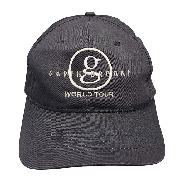 Garth Brooks World Tour Embroidered Black Strapback Cap Hat Country Music - Picture 1 of 13